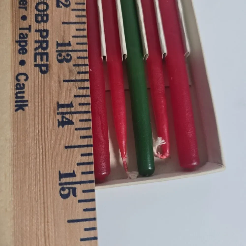 Vintage Penn Slimline Tapers Candles Red Green Set Of 12 MCM 15